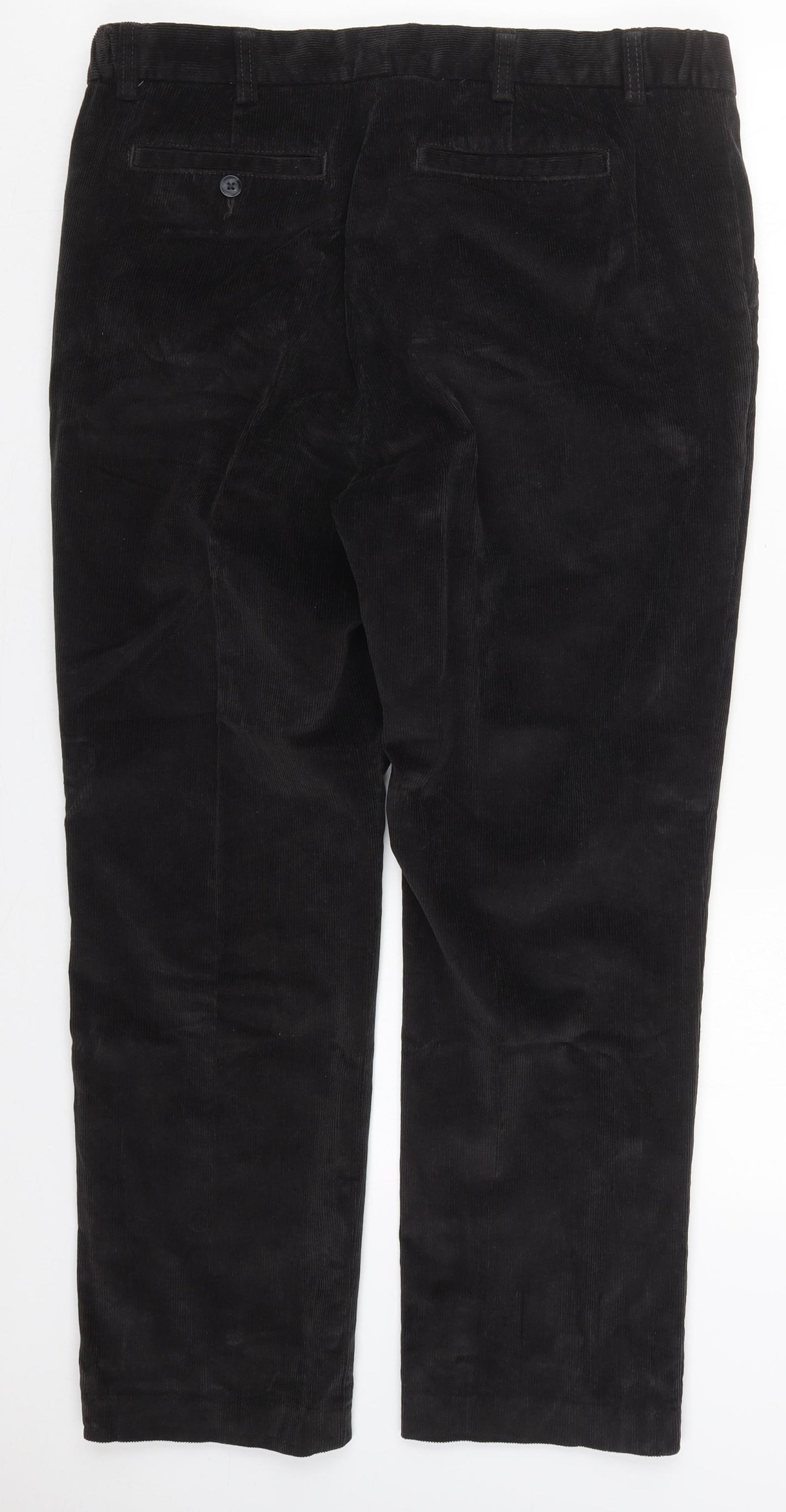 Dunnes Mens Black  Cotton Trousers  Size 36 L28 in Regular Button