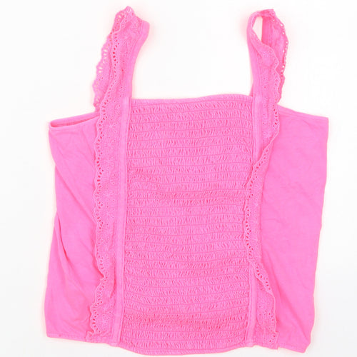 Justice Girls Pink  Cotton Basic Tank Size 12-13 Years Square Neck Pullover