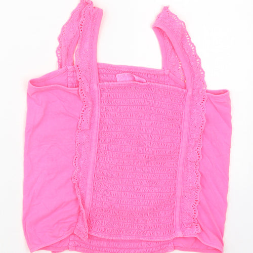 Justice Girls Pink  Cotton Basic Tank Size 12-13 Years Square Neck Pullover