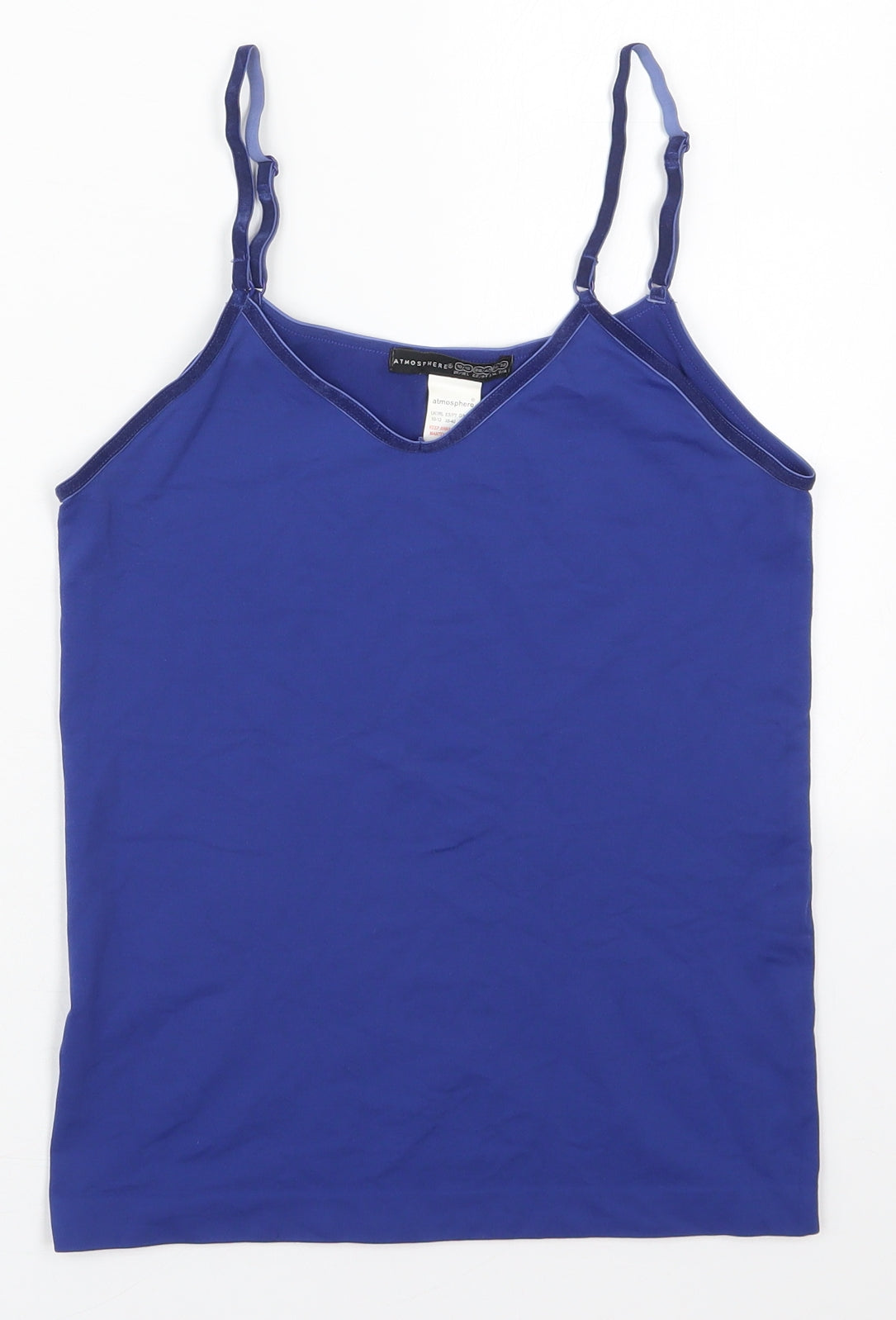 Atmosphere Womens Blue  Nylon Basic Tank Size 10 V-Neck