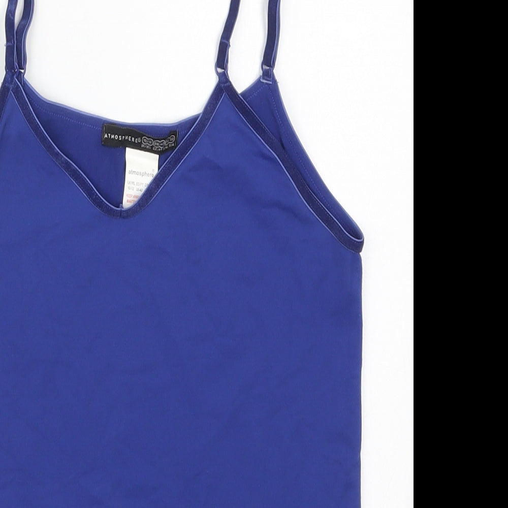 Atmosphere Womens Blue  Nylon Basic Tank Size 10 V-Neck