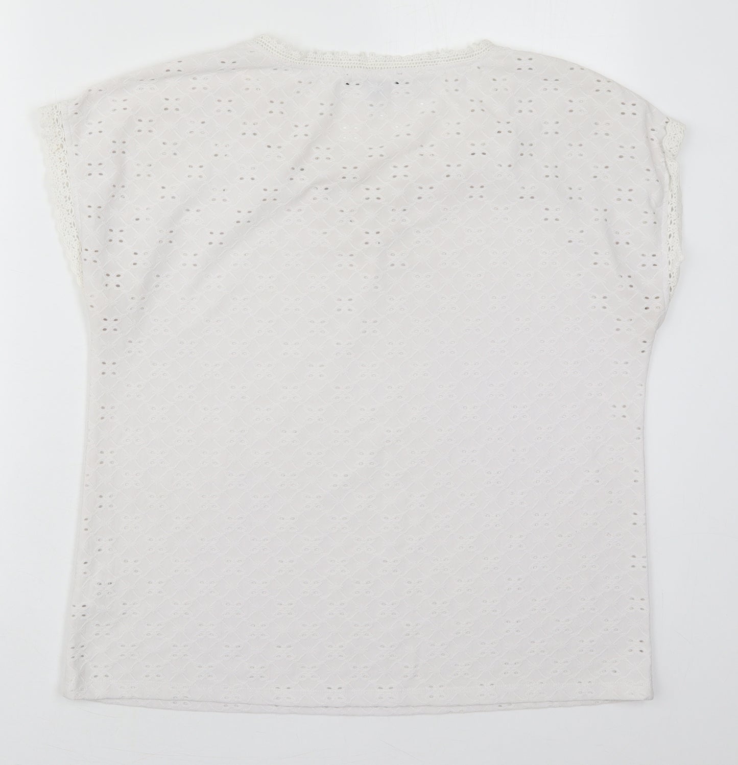 Cable & Gauge Womens White  Polyester Basic T-Shirt Size M V-Neck