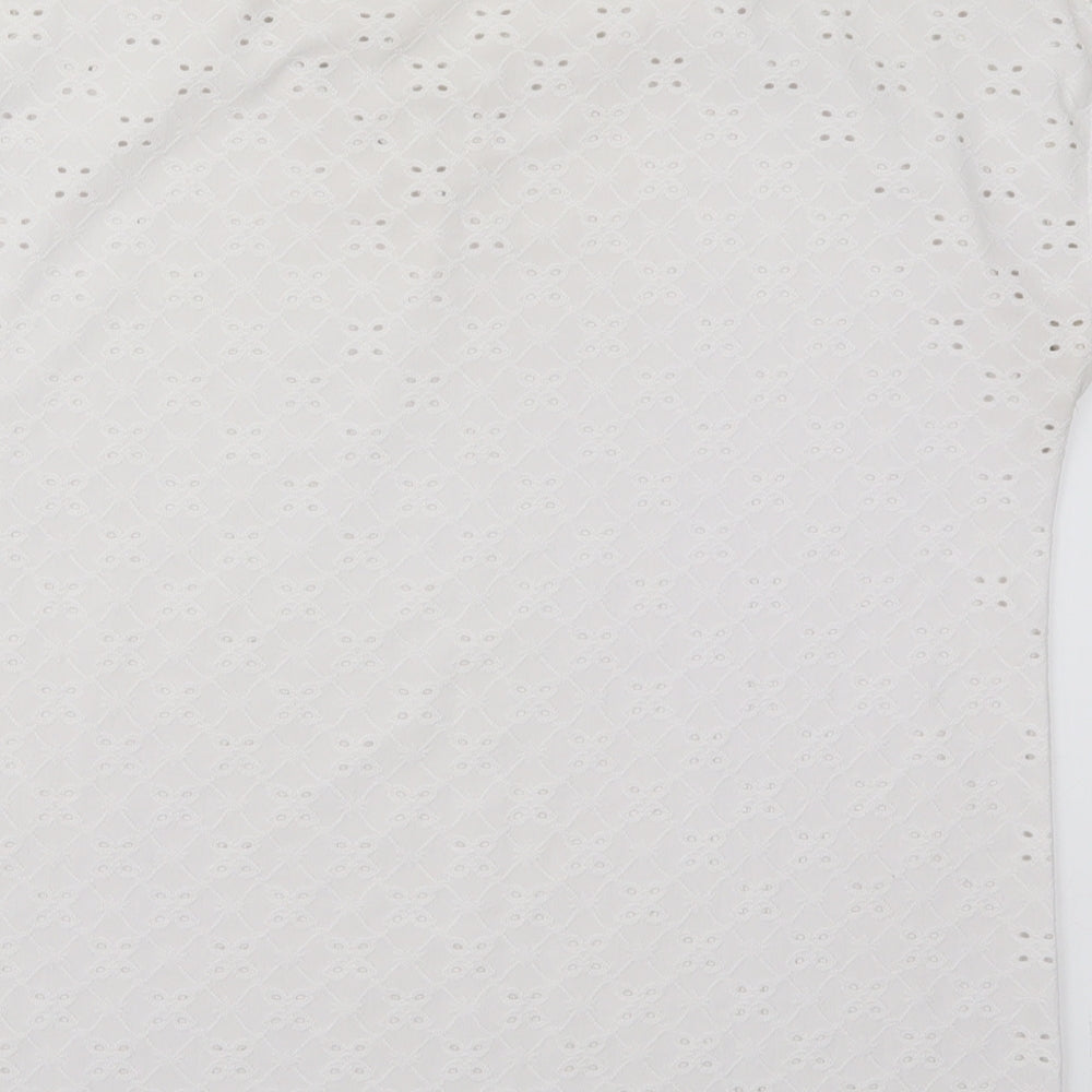 Cable & Gauge Womens White  Polyester Basic T-Shirt Size M V-Neck