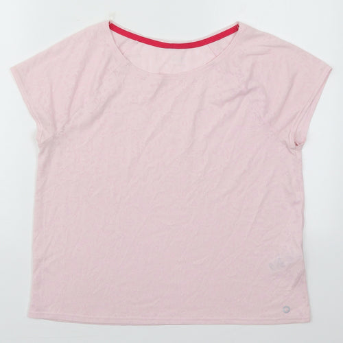 Marks and Spencer Womens Pink Animal Print Polyester Basic T-Shirt Size 12 Round Neck