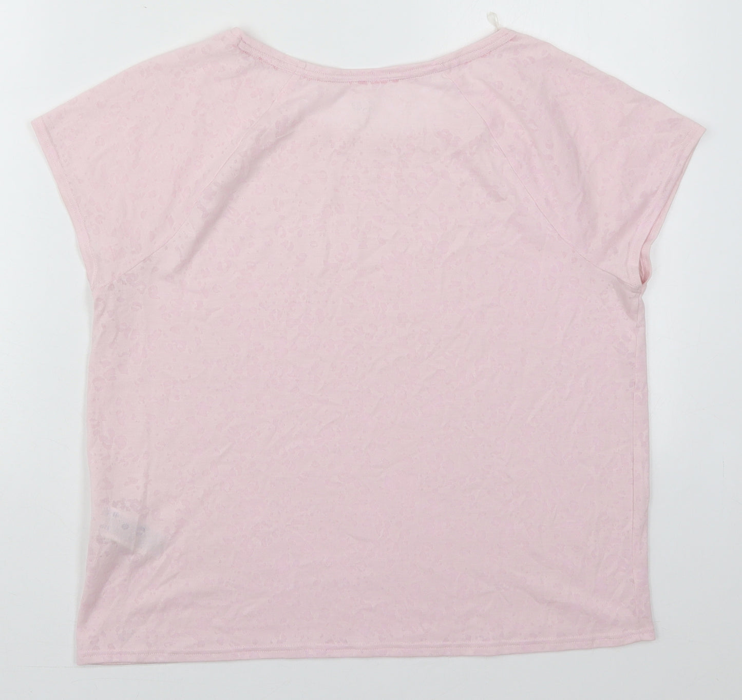 Marks and Spencer Womens Pink Animal Print Polyester Basic T-Shirt Size 12 Round Neck