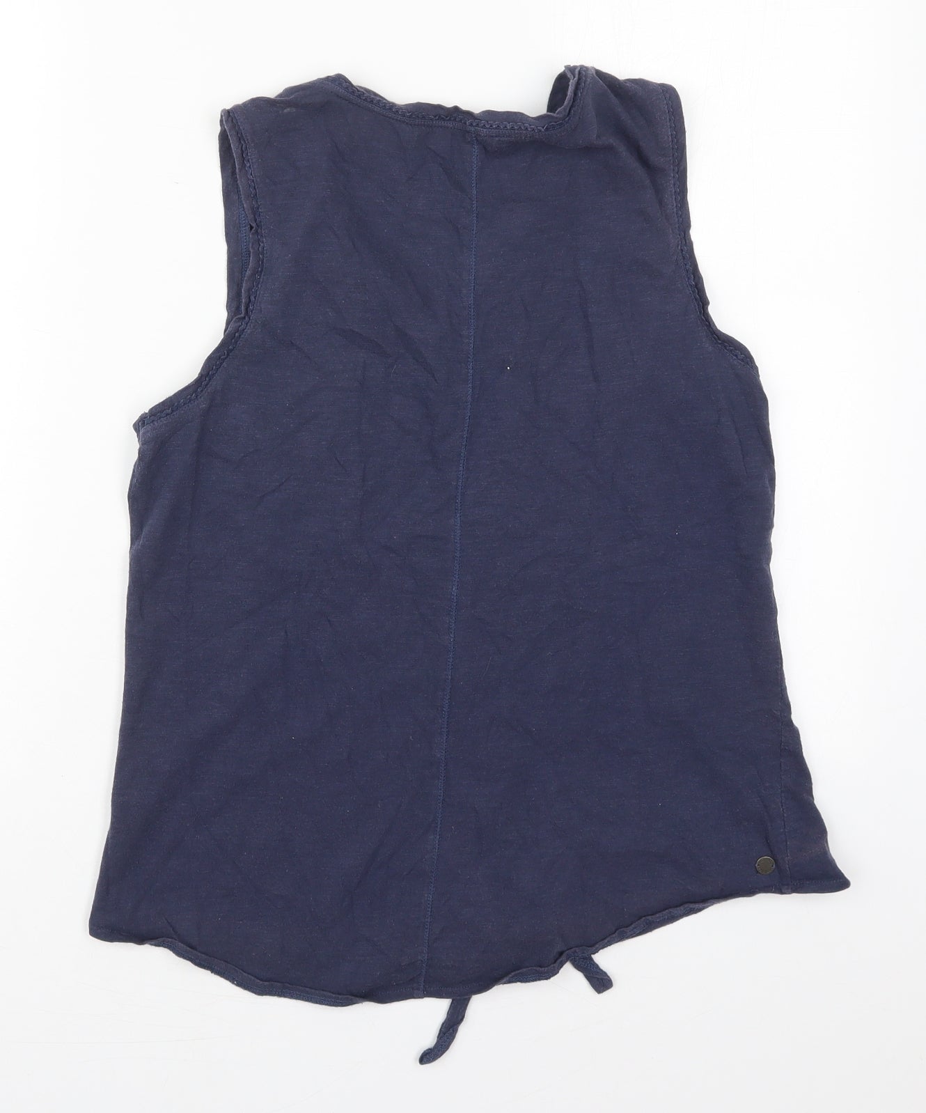 Fat Face Womens Blue  Cotton Basic Button-Up Size 12 Round Neck
