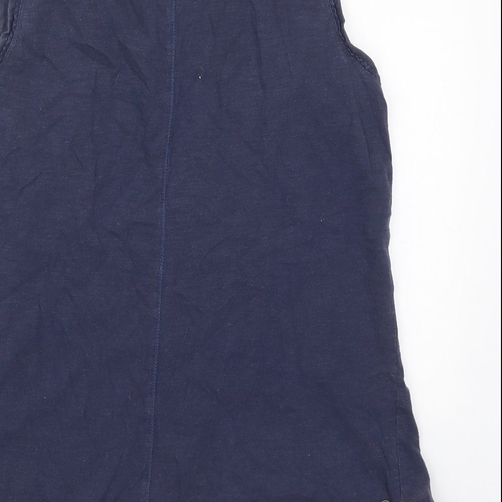 Fat Face Womens Blue  Cotton Basic Button-Up Size 12 Round Neck