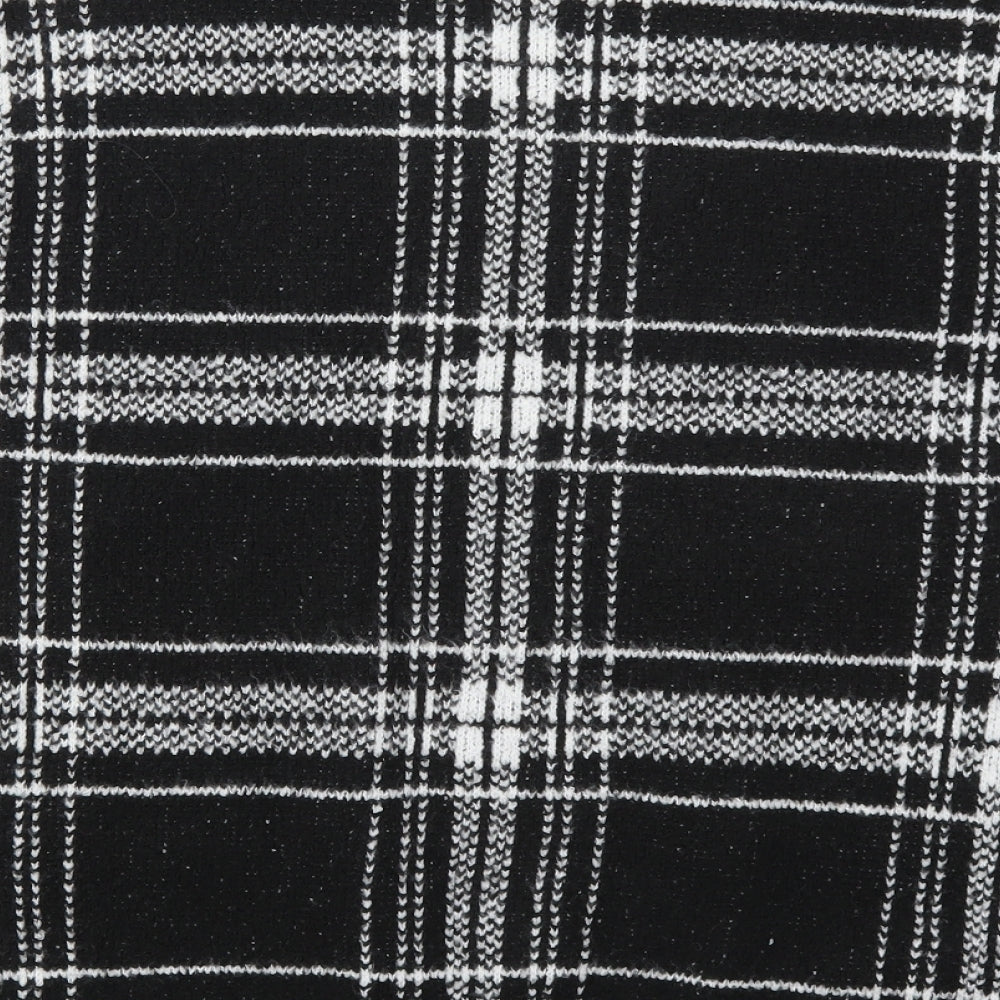 Marks and Spencer Womens Black Round Neck Check Acrylic Pullover Jumper Size L