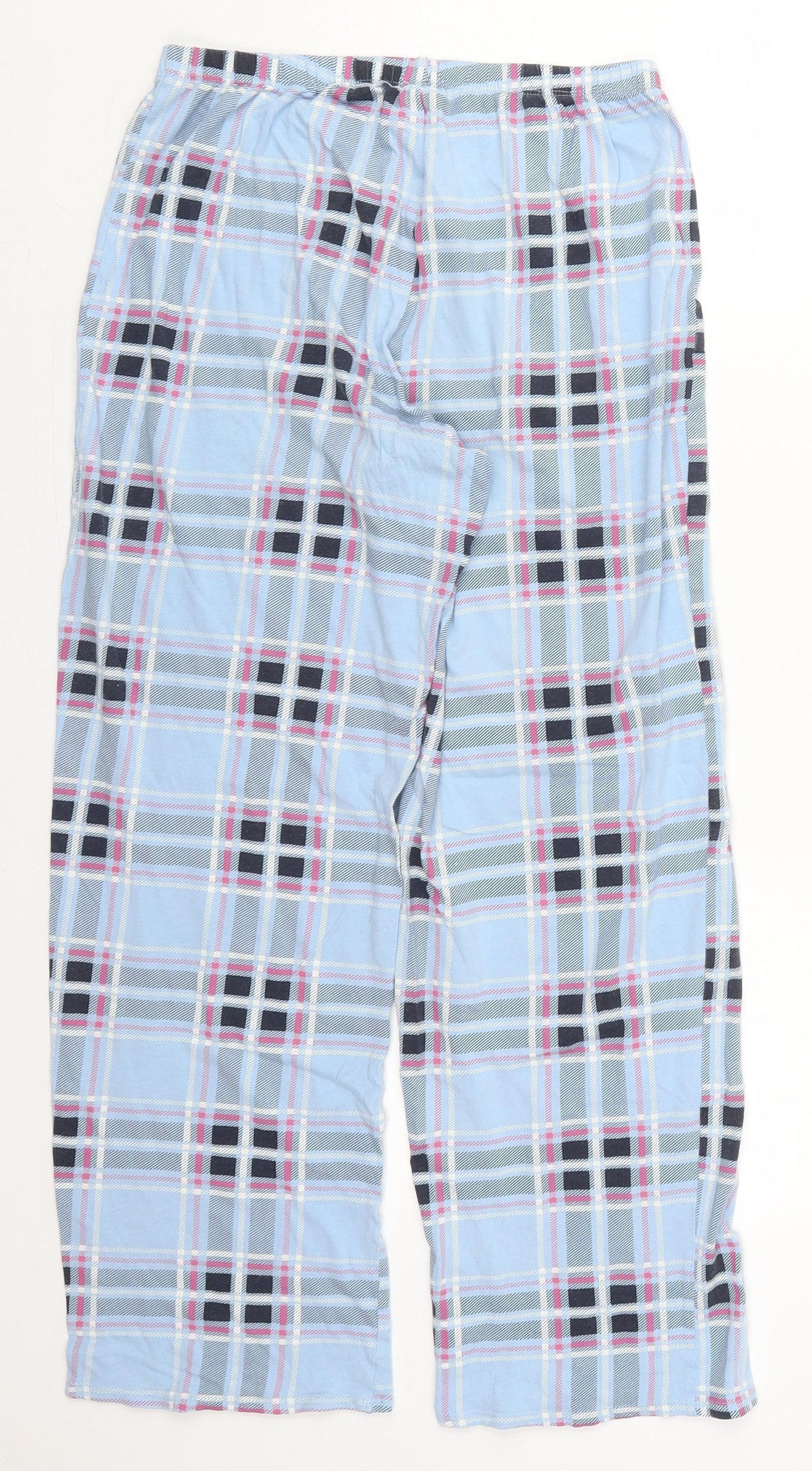 Marks and Spencer Womens Blue Check Cotton Trousers  Size 8 L26.5 in Regular  - Pyjama Pants