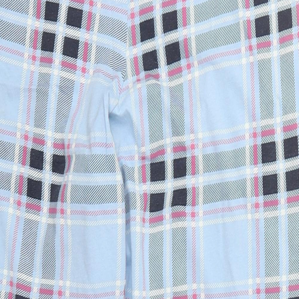 Marks and Spencer Womens Blue Check Cotton Trousers  Size 8 L26.5 in Regular  - Pyjama Pants