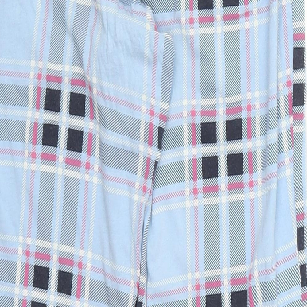 Marks and Spencer Womens Blue Check Cotton Trousers  Size 8 L26.5 in Regular  - Pyjama Pants