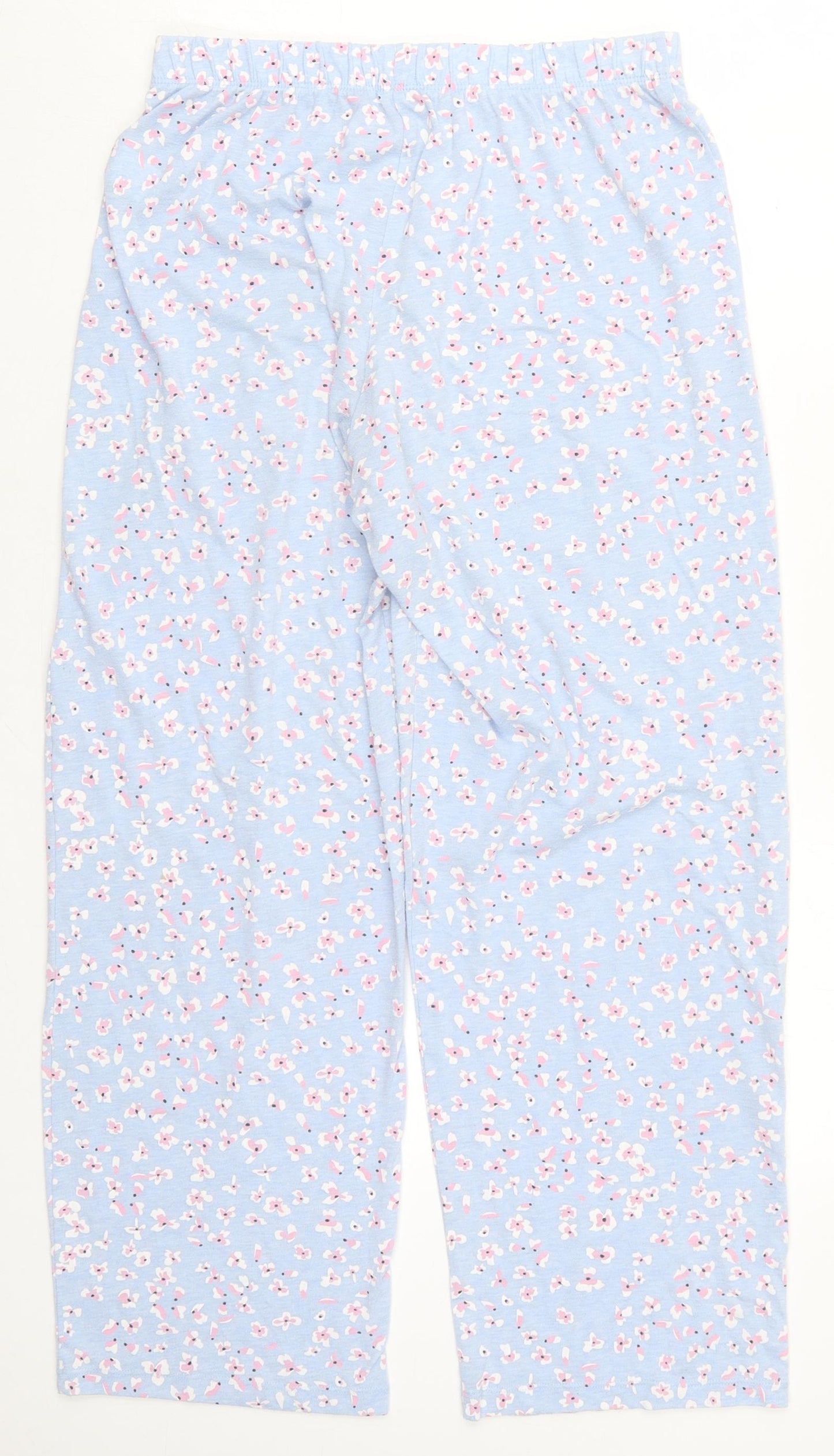 F&F Womens Blue Floral Polyester Trousers  Size 8 L28 in Regular Drawstring - Pyjama Pants