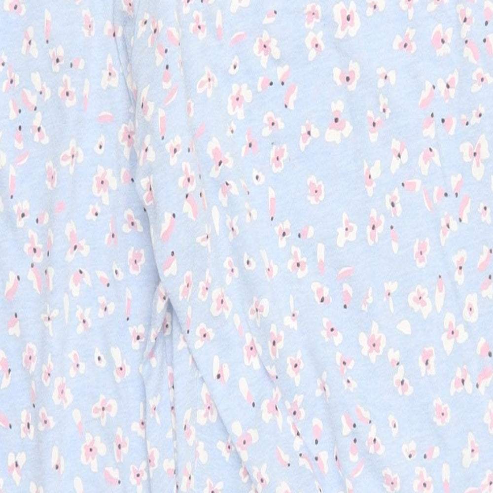 F&F Womens Blue Floral Polyester Trousers  Size 8 L28 in Regular Drawstring - Pyjama Pants