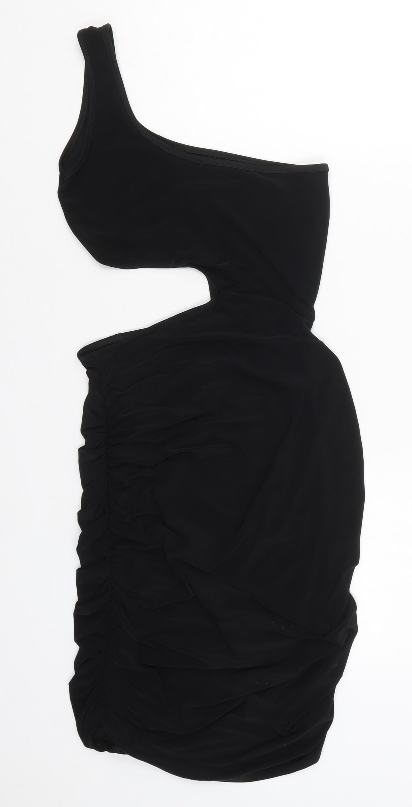 PRETTYLITTLETHING Womens Black  Polyester Mini  Size 8  One Shoulder Pullover