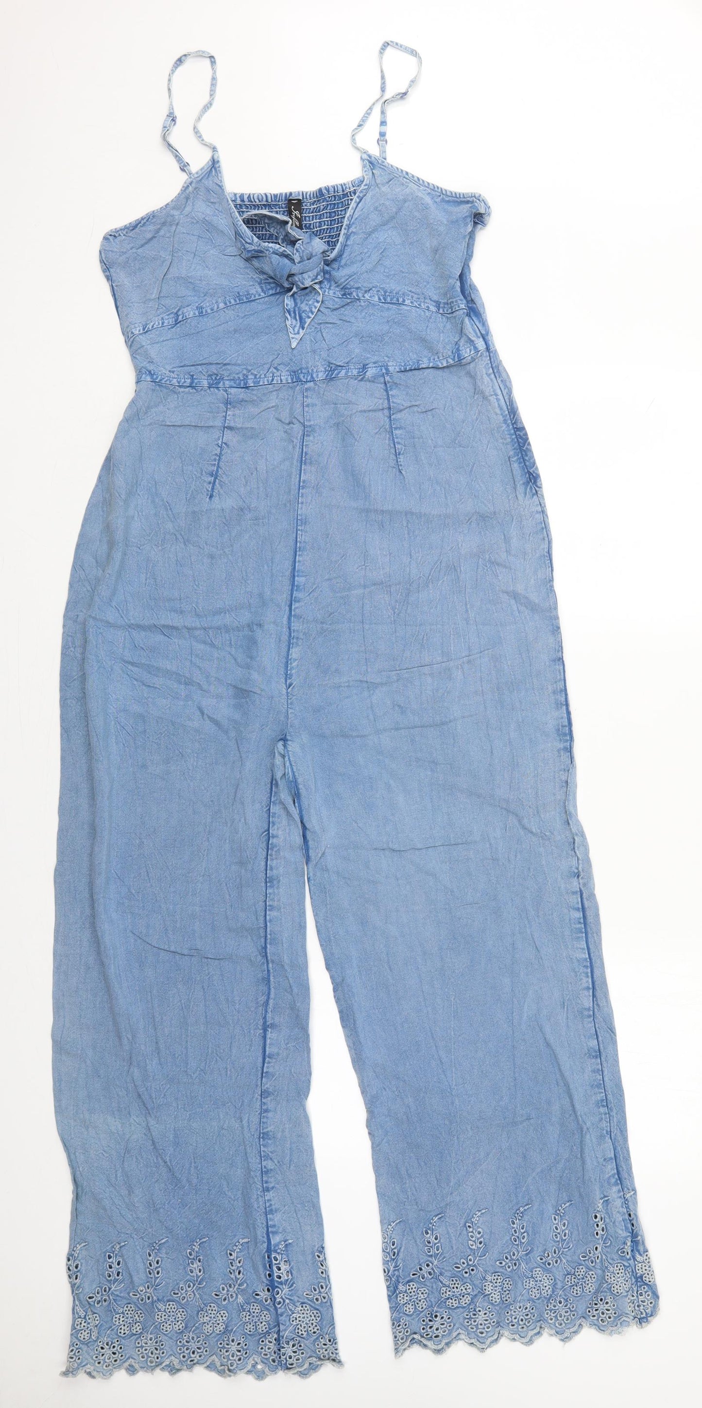 Influence Womens Blue  Viscose Jumpsuit One-Piece Size 12 L25 in Zip