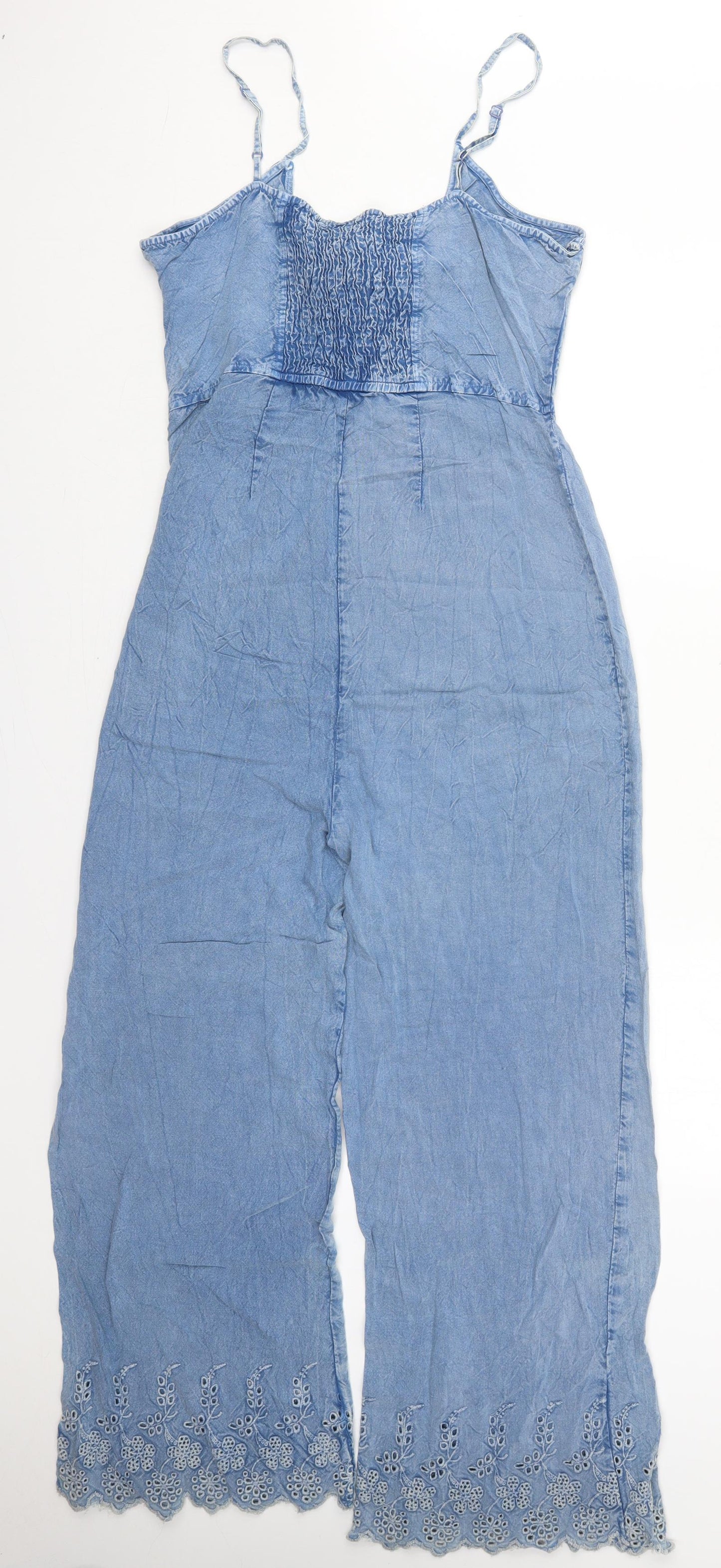 Influence Womens Blue  Viscose Jumpsuit One-Piece Size 12 L25 in Zip