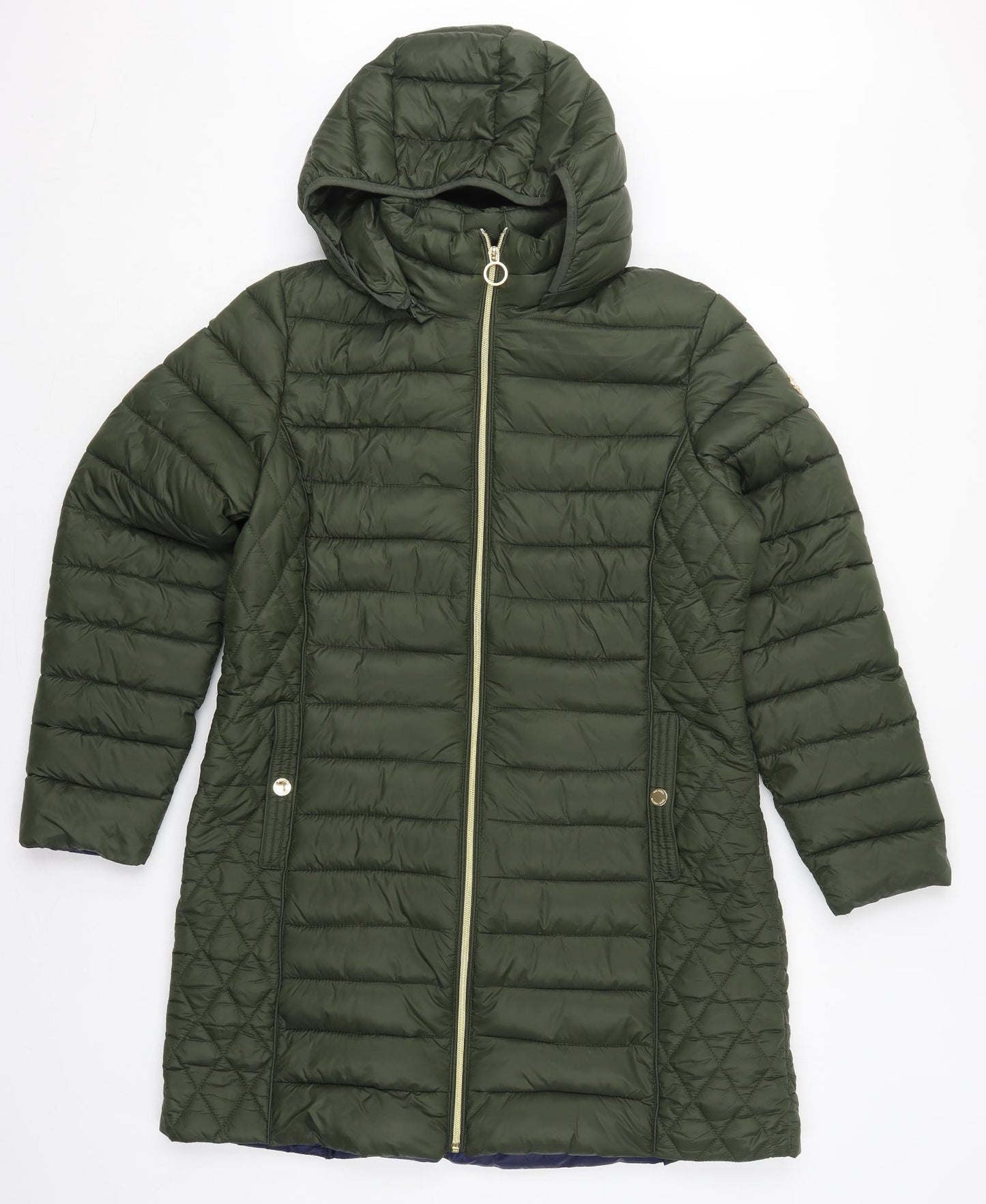 Michael Kors Womens Green   Quilted Coat Size L  Zip