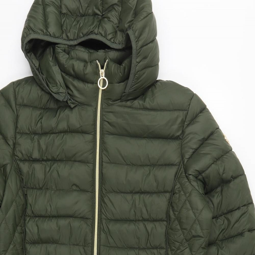 Michael Kors Womens Green   Quilted Coat Size L  Zip