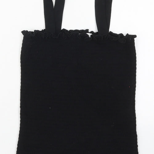 Michelle Keegan Womens Black  Viscose Basic Tank Size 10 Square Neck