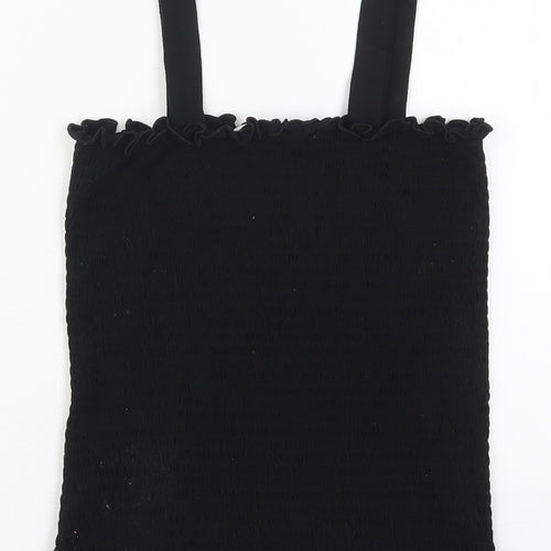 Michelle Keegan Womens Black  Viscose Basic Tank Size 10 Square Neck