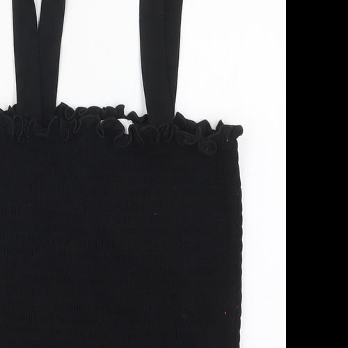 Michelle Keegan Womens Black  Viscose Basic Tank Size 10 Square Neck