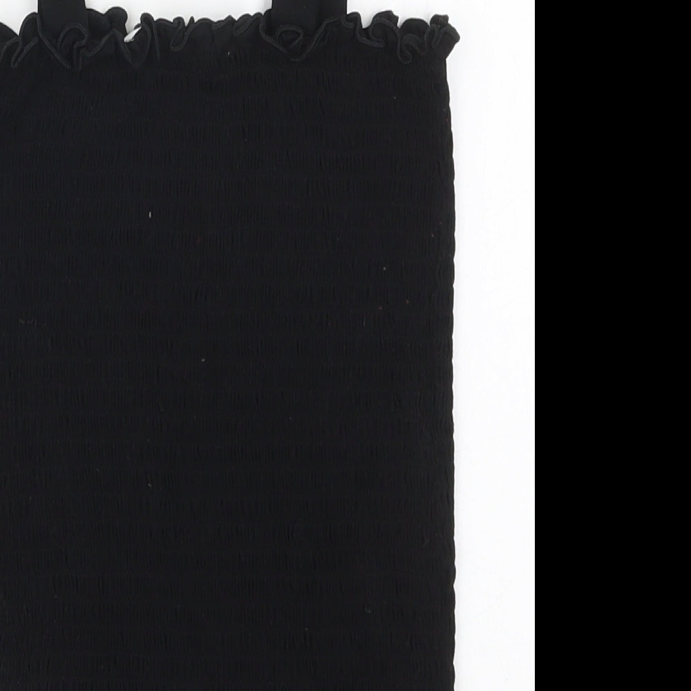Michelle Keegan Womens Black  Viscose Basic Tank Size 10 Square Neck