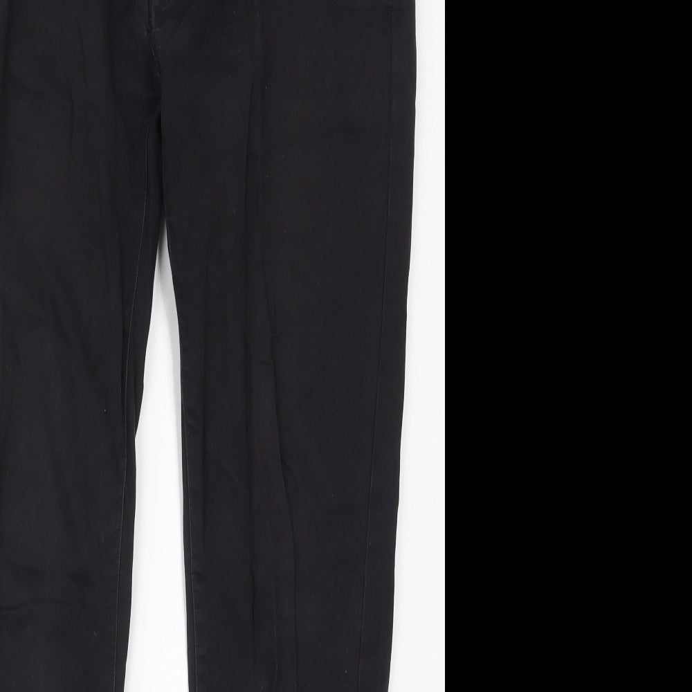 Moss Mens Black  Cotton Trousers  Size 34 L29 in Regular Button