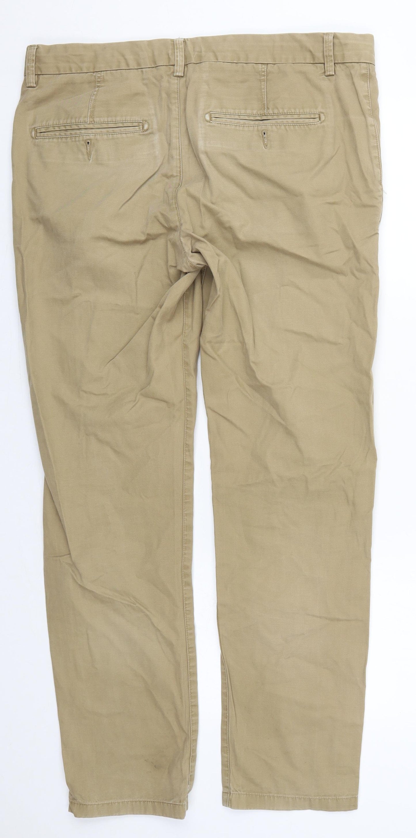 Moss Mens Beige  Cotton Trousers  Size 34 L29 in Regular Button