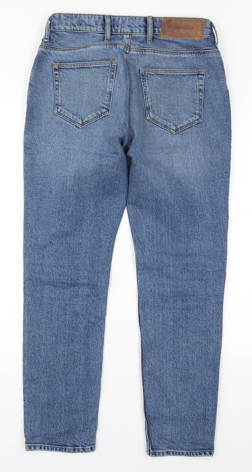 River Island Mens Blue  Cotton Tapered Jeans Size 30 L30 in Regular Button