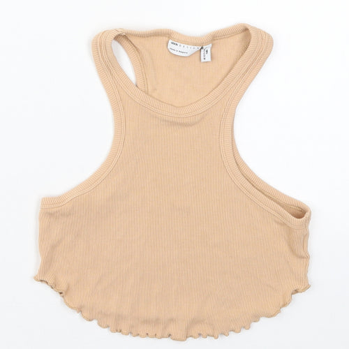 ASOS Womens Beige  Viscose Cropped Tank Size 6 Round Neck