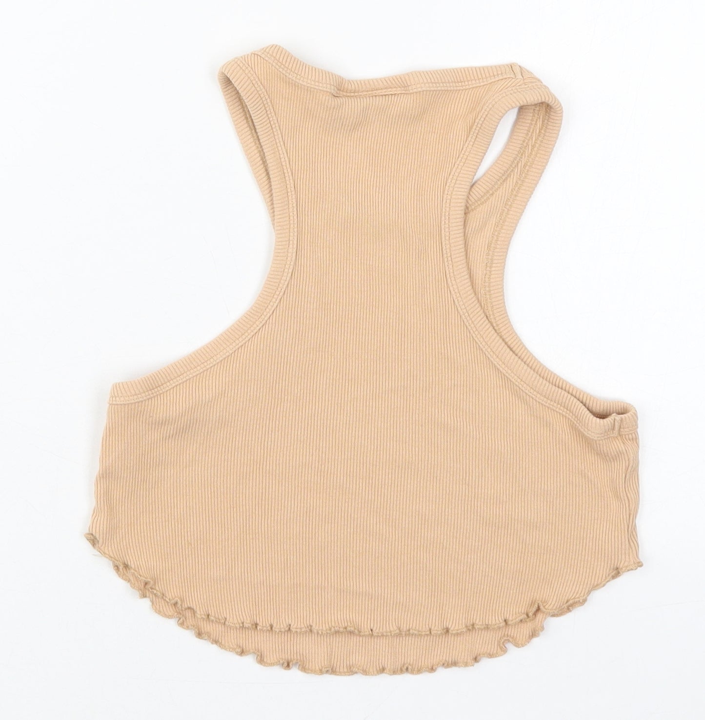 ASOS Womens Beige  Viscose Cropped Tank Size 6 Round Neck