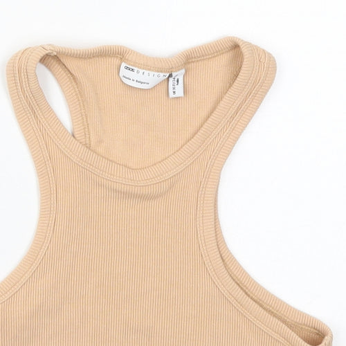 ASOS Womens Beige  Viscose Cropped Tank Size 6 Round Neck