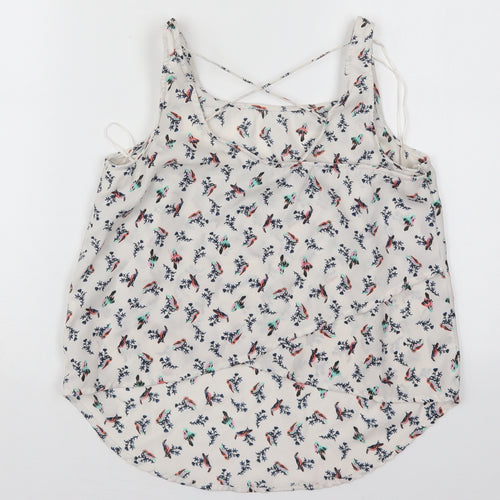 Atmosphere Womens White  Polyester Basic Tank Size 10 Scoop Neck - Birds
