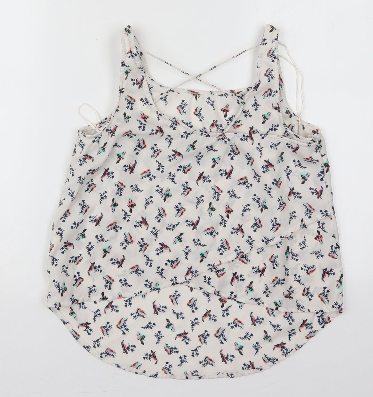 Atmosphere Womens White  Polyester Basic Tank Size 10 Scoop Neck - Birds