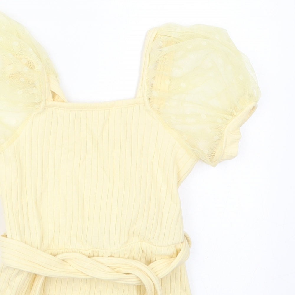 SheIn Girls Yellow  Cotton Playsuit One-Piece Size 5 Years  Pullover