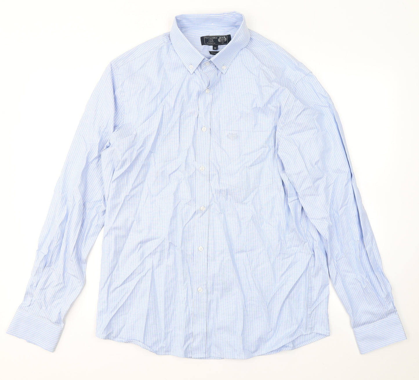 Paul Costelloe Mens  Striped Cotton  Dress Shirt Size M Collared Button