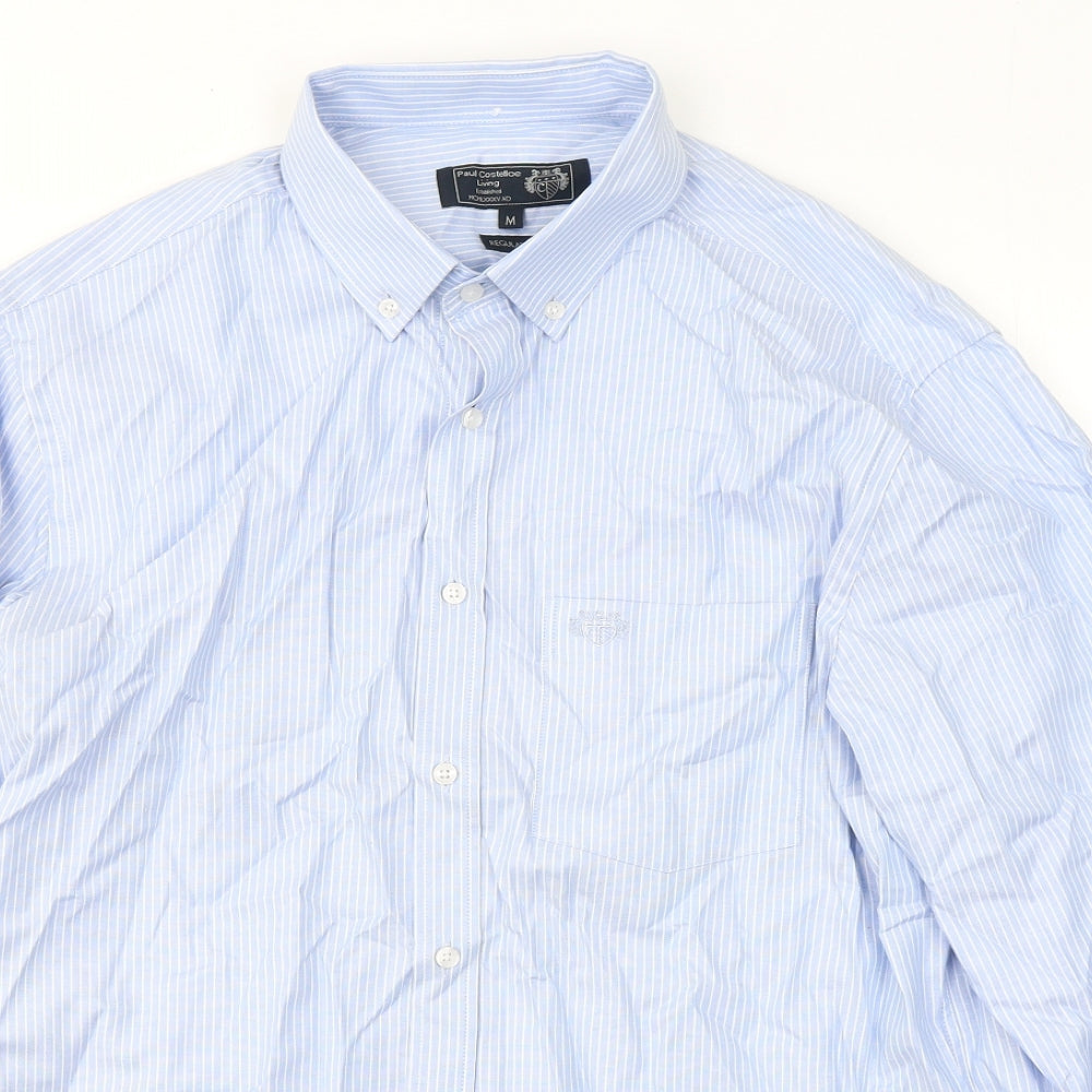 Paul Costelloe Mens  Striped Cotton  Dress Shirt Size M Collared Button