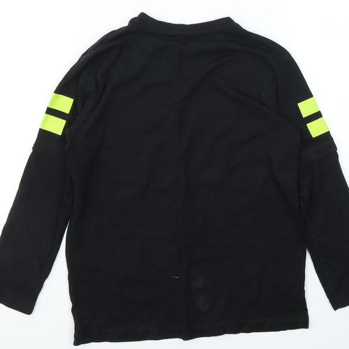 Level Up Boys Black  Cotton Basic Casual Size 7-8 Years Round Neck Pullover - Dinasour