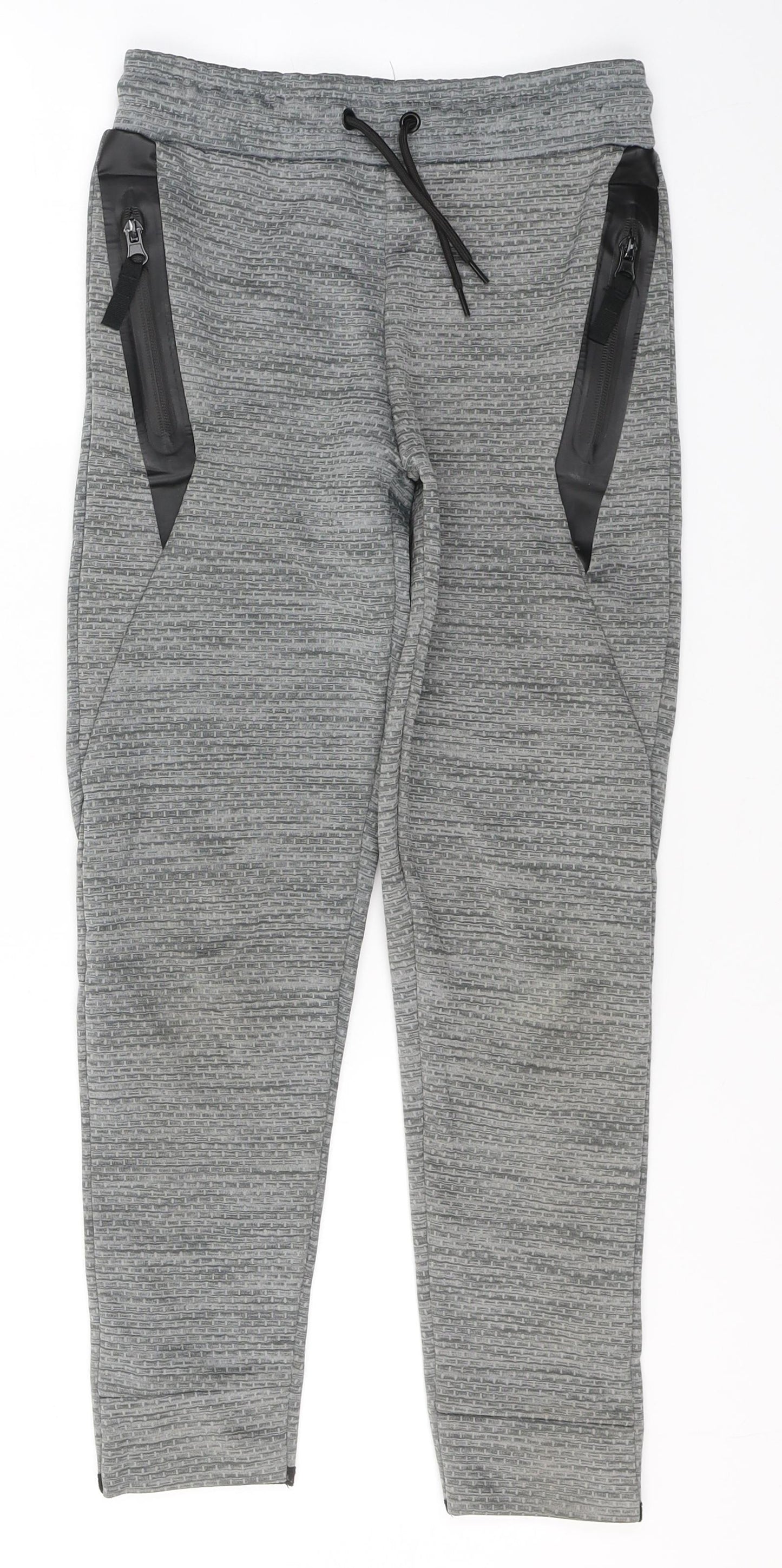 Primark Boys Grey  Polyester Sweatpants Trousers Size 8-9 Years  Regular Tie