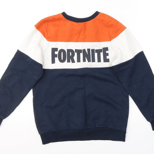 Fortnite Boys Blue Striped Cotton Pullover Sweatshirt Size S  Pullover