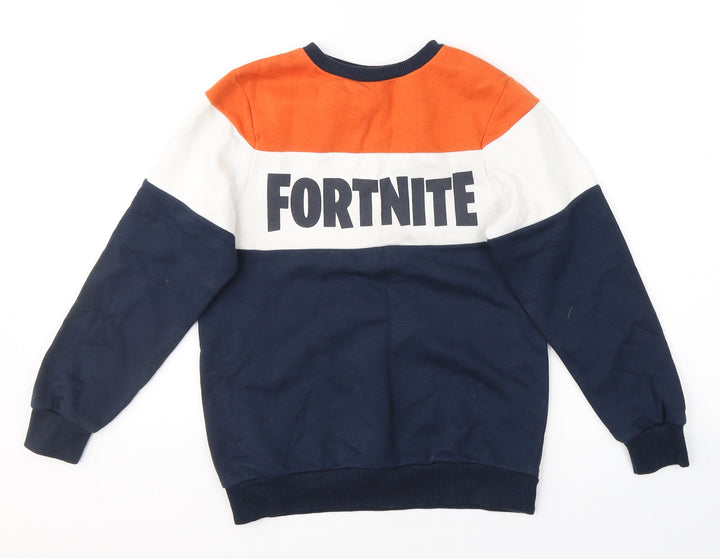 Fortnite Boys Blue Striped Cotton Pullover Sweatshirt Size S  Pullover