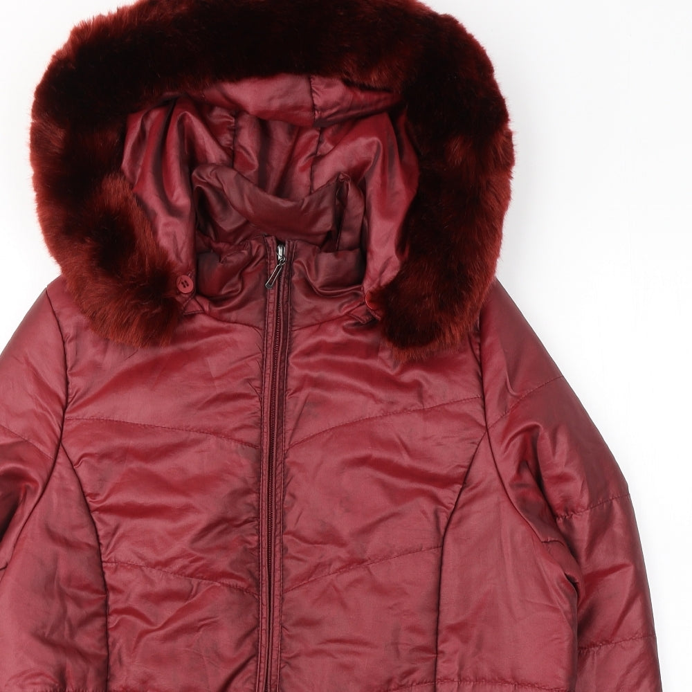 Dasl Womens Red   Puffer Jacket Coat Size 12  Zip
