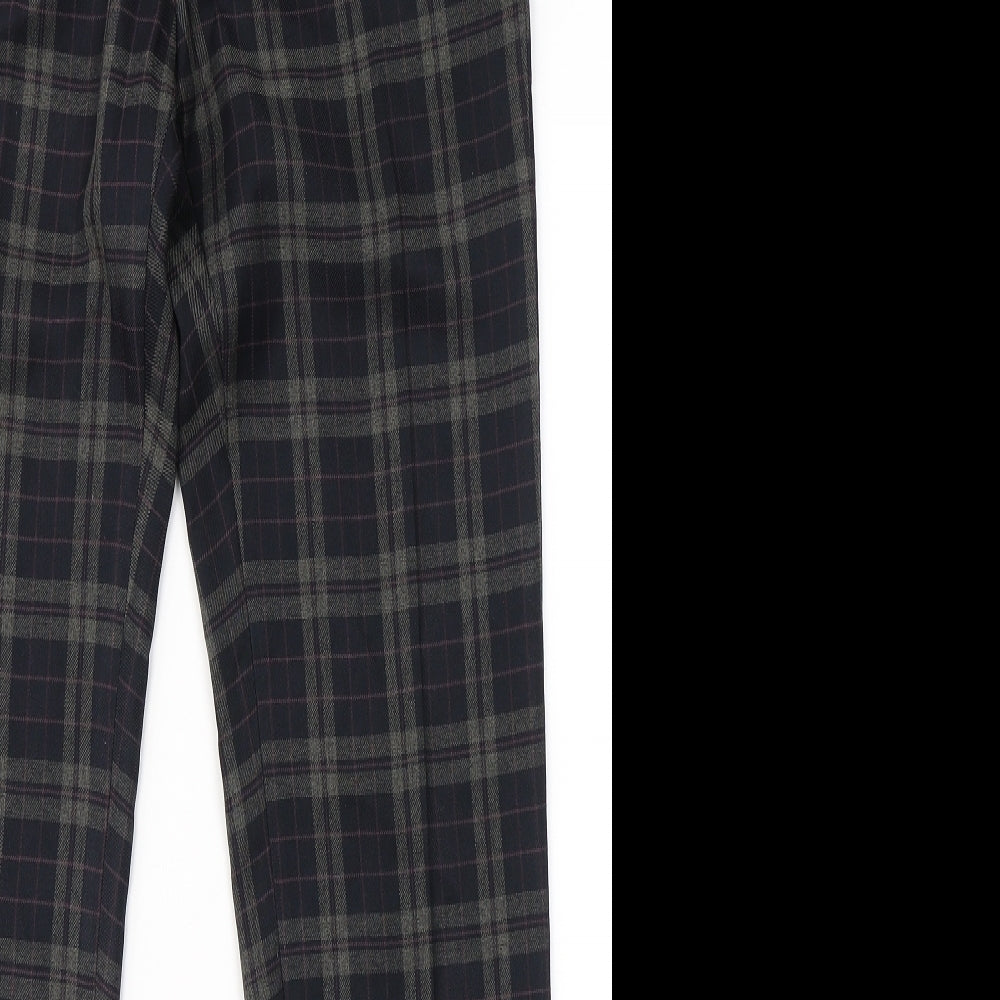 NEXT Mens Blue Plaid Polyester Trousers  Size 30 in L30 in Regular Button