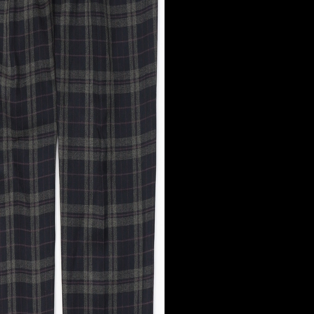 NEXT Mens Blue Plaid Polyester Trousers  Size 30 in L30 in Regular Button