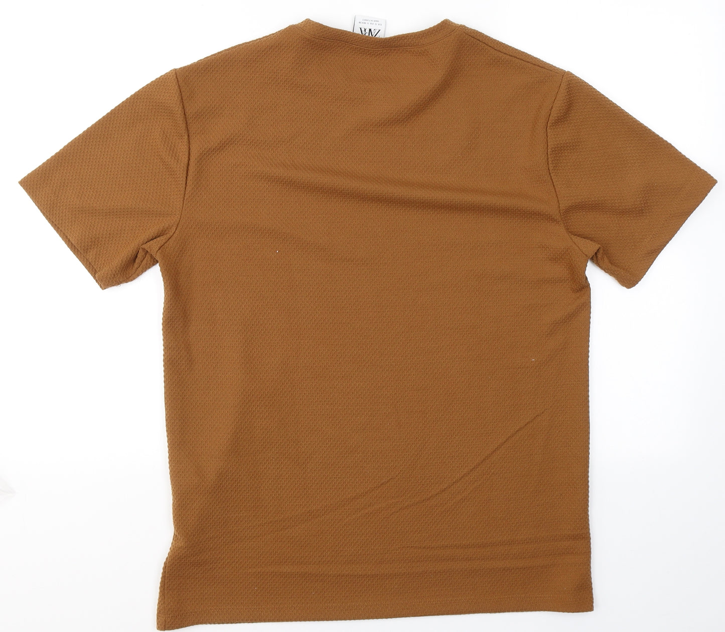 Zara Womens Brown  Polyester Basic T-Shirt Size S Round Neck