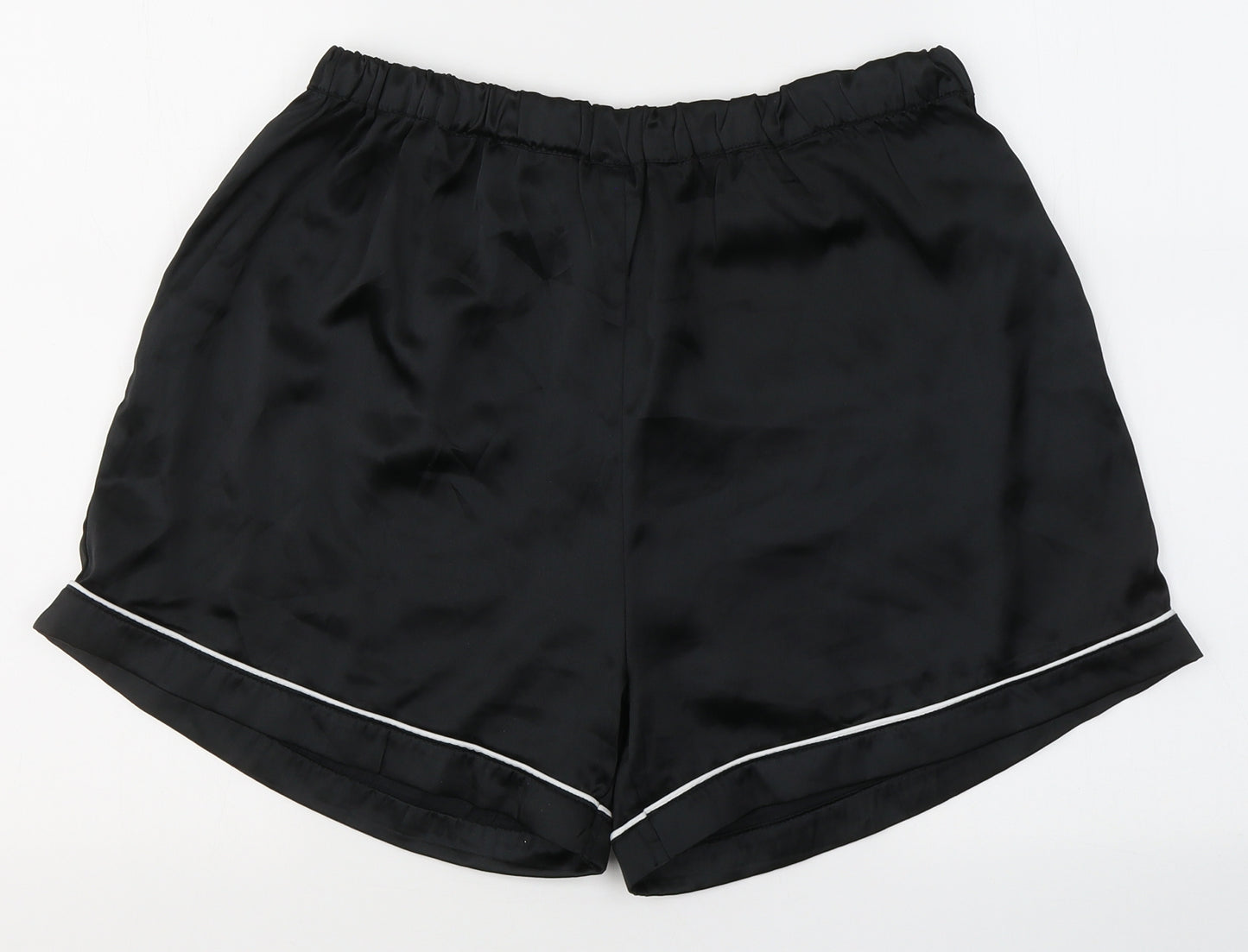 PRETTYLITTLETHING Womens Black Solid Polyester Capri Sleep Shorts Size 12