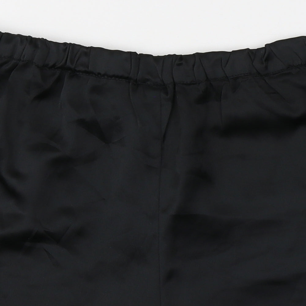 PRETTYLITTLETHING Womens Black Solid Polyester Capri Sleep Shorts Size 12