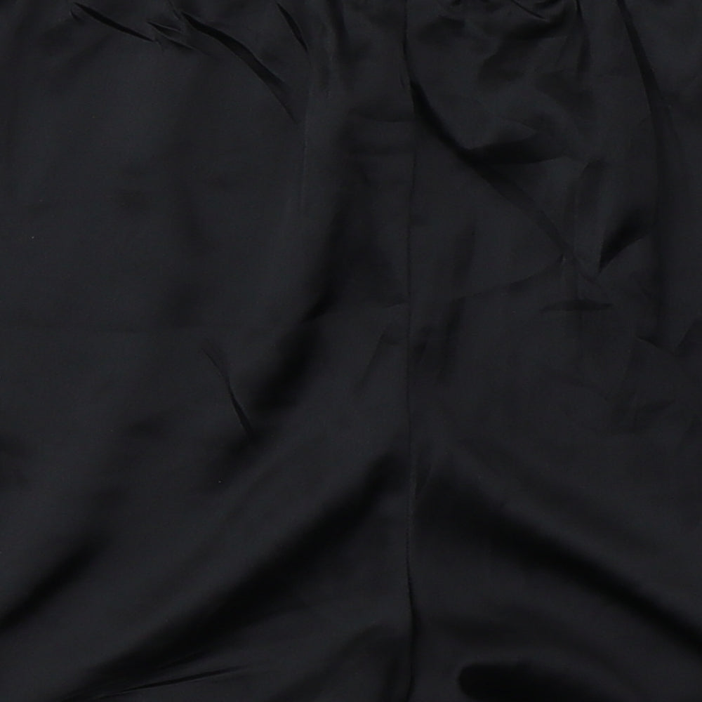 PRETTYLITTLETHING Womens Black Solid Polyester Capri Sleep Shorts Size 12