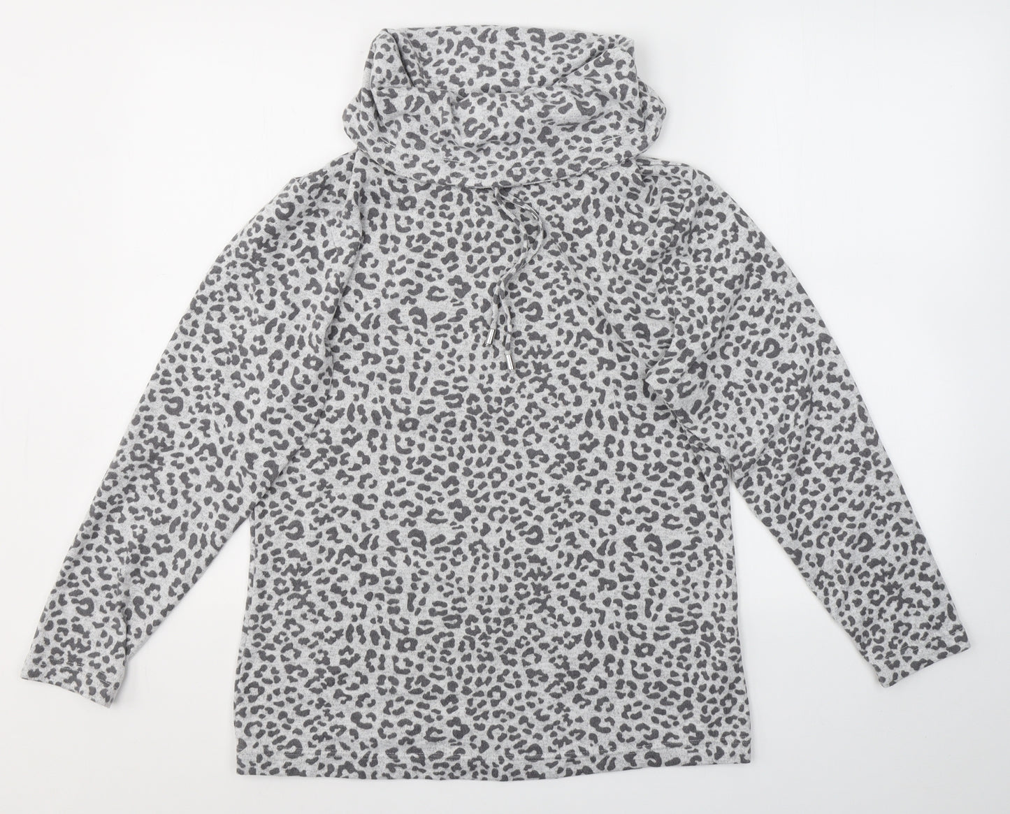 F&F Womens Grey Animal Print Polyester Pullover Sweatshirt Size 8  Pullover