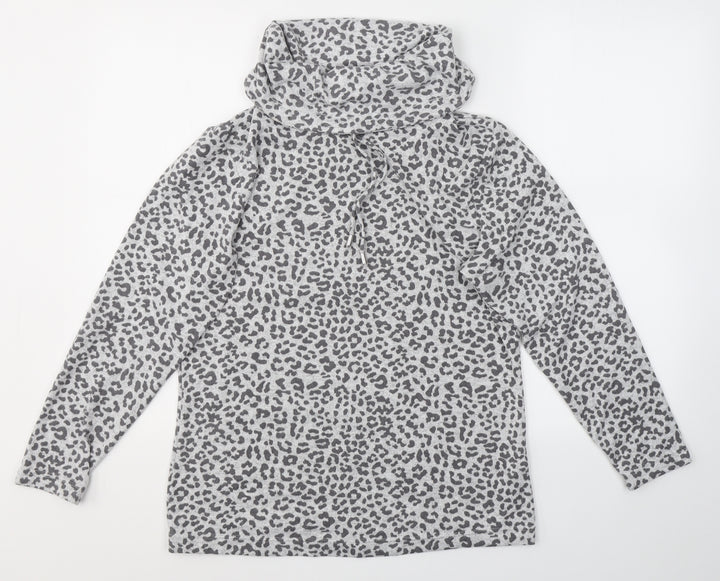 F&F Womens Grey Animal Print Polyester Pullover Sweatshirt Size 8  Pullover